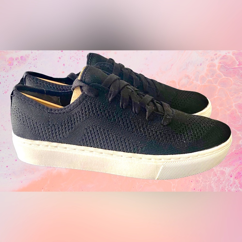 Dr Scholls Black Engineered Knit Platform Lace Up Sneakers Sz 6